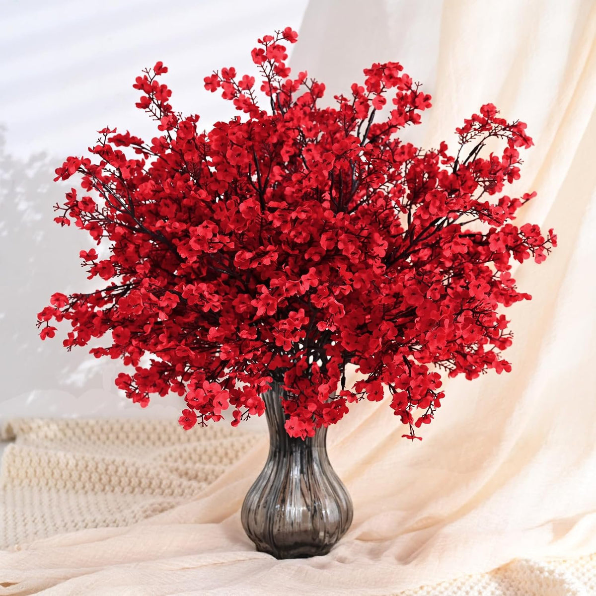 Waipfaru 30Pcs Artificial Fall Flowers Babys Breath Flower Bulk,Real Touch Silk Gypsophila Bouquets for Home Festival Decor