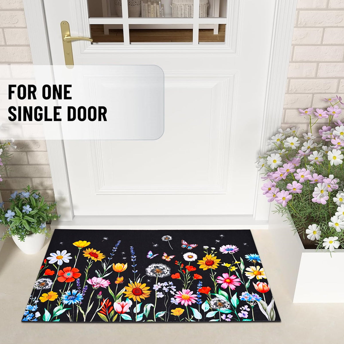 Waipfaru Spring Doormats Floral Front Doormat Non Slip Summer Welcome Mat for Outdoor Entrance, 18" x 30"