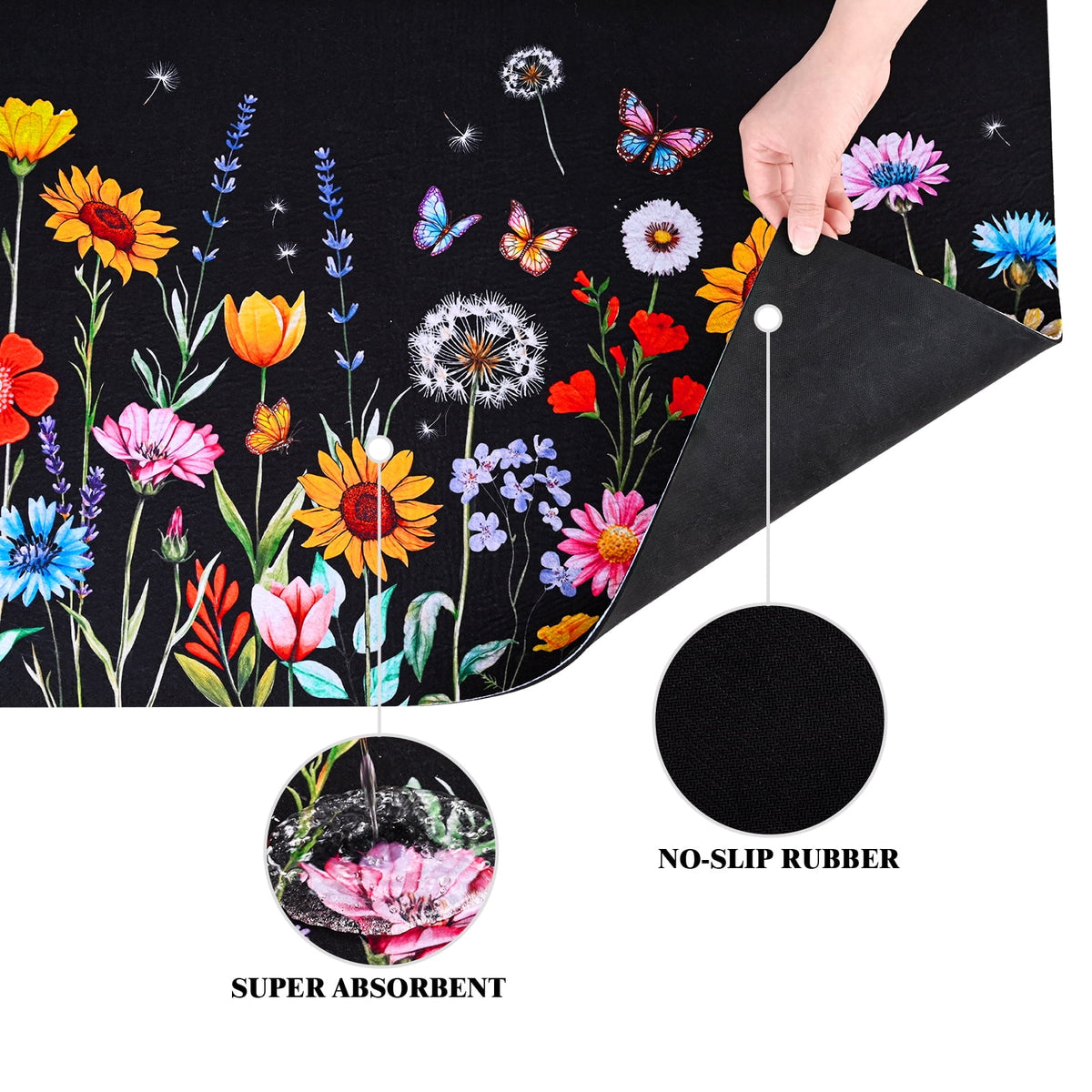 Waipfaru Spring Doormats Floral Front Doormat Non Slip Summer Welcome Mat for Outdoor Entrance, 18" x 30"