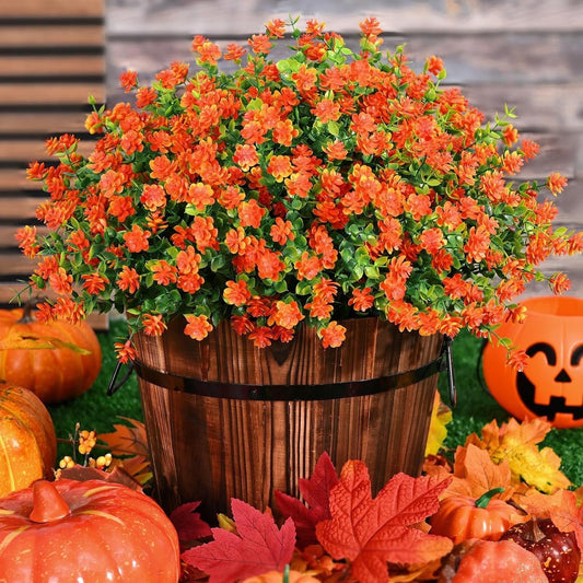 Waipfaru 12 Bundles Fall Flowers Outdoor ,Fake Mums,UV Resistant Faux Flowers No Fade Fake Greenery for Outside Porch Home Decoration