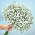 Waipfaru 12 Pcs Artificial Baby Breath Flower Pick, 21inch Real Touch Silk Faux Gypsophila Bouquets for Wedding Arrangement Party Home Decoration(White)