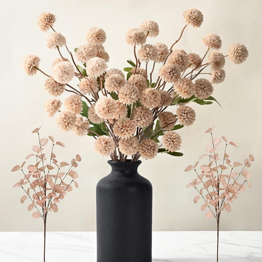 Waipfaru 12pcs Fake Silk Pompon Mum Artificial Flowers,Small Faux Chrysanthemums with Stems,Realistic Floral Decorations for Wedding DIY Bouquet Centerpieces Shower Vase Home Decor