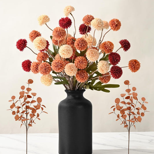 Waipfaru 12pcs Fake Silk Pompon Mum Artificial Flowers,Small Faux Chrysanthemums with Stems,Realistic Floral Decorations for Wedding DIY Bouquet Centerpieces Shower Vase Home Decor