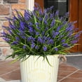 Waipfaru 20 Bundles Artificial Lavender Plants Outdoor, UV Resistant Fake Flowers,Realistic Faux Plastic Lavender Shrubs for Porch Garden Window Box Home Decor (Purple)