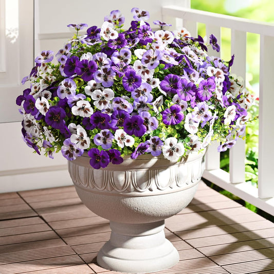 Waipfaru 20 Bundles Artificial Pansy Flower for Outdoor, UV Resistant Faux Pansies Plants,Realistic Silk Fake Flowers for for Front Porch,Basket,Garden Decor