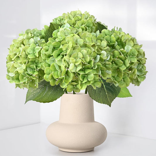 Waipfaru 4Pcs Hydrangea Artificial Flowers,20" Faux Hydrangea Flower with Stems,Full Latex Real Touch Hydrangea Flowers for Office Home Party Wedding Decor(Green)