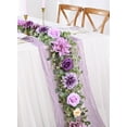 Waipfaru 6ft Purple Flower Garland, Artificial Eucalyptus Garland with Purple Roses Flower, Fake Rose Floral Greenery Garland for Wedding Arch Table Wall Room Decor