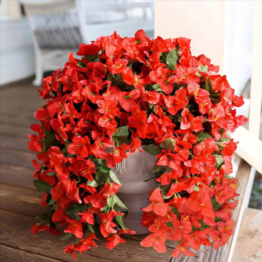 Waipfaru Artificial Bougainvillea Flowers Plants for Outdoors Decoration,2 Pcs UV Resistant Hanging Flowers for Front Door Porch Planter Urn Patio Garden Decor