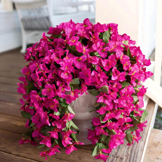 Waipfaru Artificial Bougainvillea Flowers Plants for Outdoors Decoration,2 Pcs UV Resistant Hanging Flowers for Front Door Porch Planter Urn Patio Garden Decor