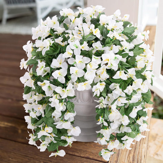 Waipfaru Artificial Bougainvillea Flowers Plants for Outdoors Decoration,2 Pcs UV Resistant Hanging Flowers for Front Door Porch Planter Urn Patio Garden Decor