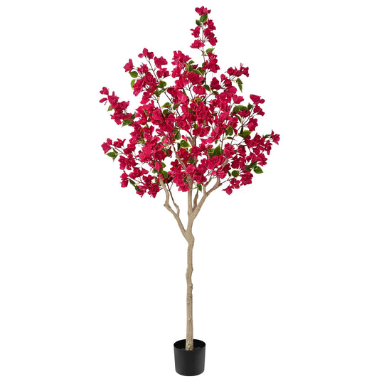 Waipfaru 6FT Artificial Bougainvillea Tree,Faux Flowering Tree with Realistic Trunk and Silk Flower, Potted Fake Bougainvillea Trees for Outdoor Indoor Office Home Decor