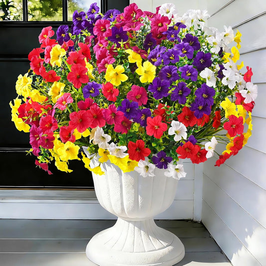 Waipfaru Artificial Flowers for Outdoors Fake Plants Outside Decoration, 12 Bundles UV Resistant Silk Morning Glory,Realistic Faux Flowers for Planter Porch Patio Yard Decor