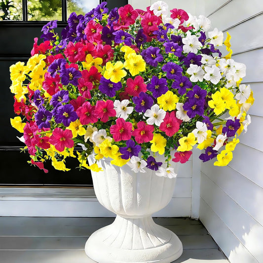 Waipfaru Artificial Flowers for Outdoors Fake Plants Outside Decoration, 12 Bundles UV Resistant Silk Morning Glory,Realistic Faux Flowers for Planter Porch Patio Yard Decor
