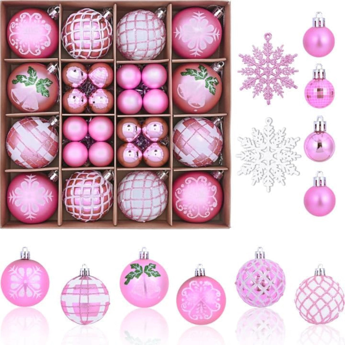 Waipfaru Christmas Balls Ornaments for Xmas Tree,50Pcs Shatterproof Christmas Tree Decorations, 2.36" Hanging Xmas Ball Ornaments Set for Holiday Party Decoration