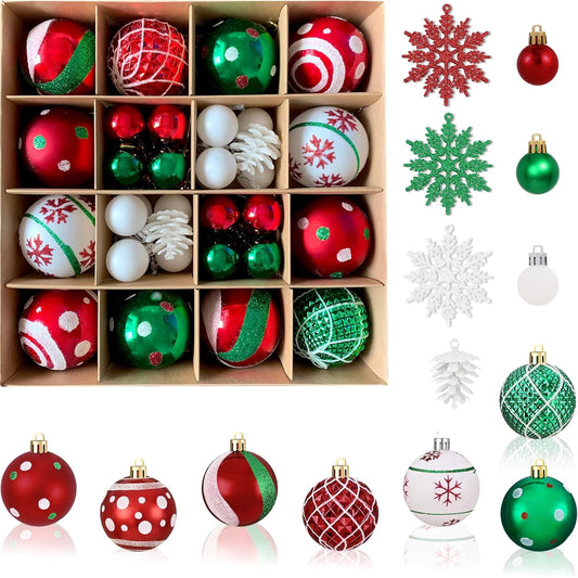 Waipfaru Christmas Balls Ornaments for Xmas Tree,50Pcs Shatterproof Christmas Tree Decorations, 2.36" Hanging Xmas Ball Ornaments Set for Holiday Party Decoration
