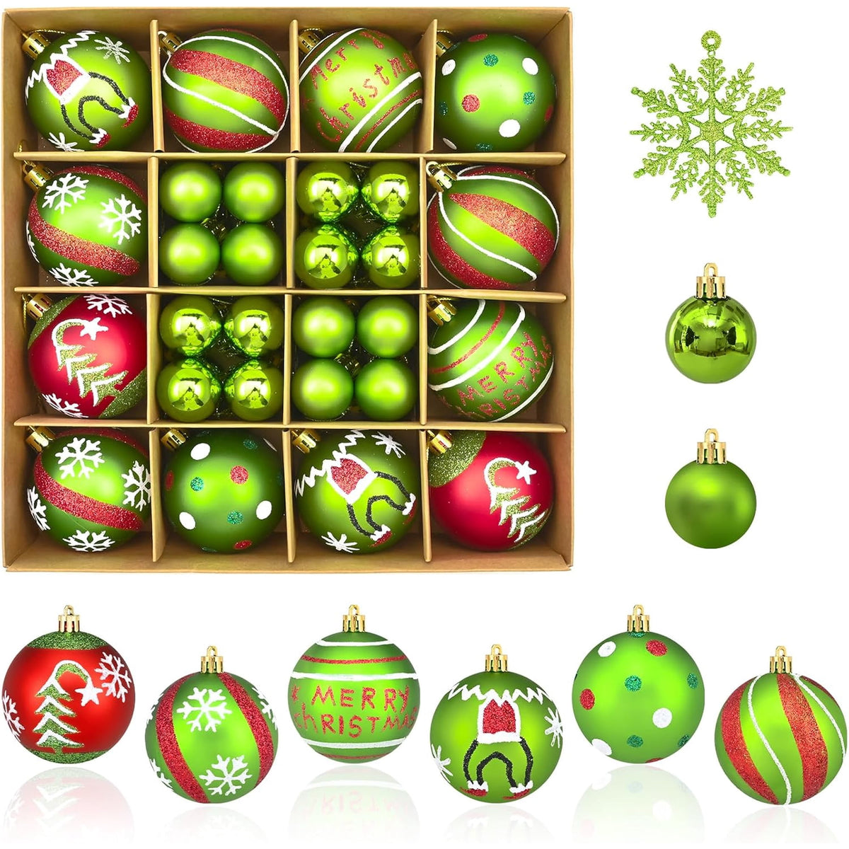 Waipfaru Christmas Balls Ornaments for Xmas Tree,50Pcs Shatterproof Christmas Tree Decorations, 2.36" Hanging Xmas Ball Ornaments Set for Holiday Party Decoration