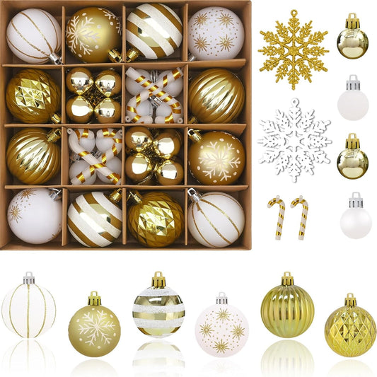 Waipfaru Christmas Balls Ornaments for Xmas Tree,50Pcs Shatterproof Christmas Tree Decorations, 2.36" Hanging Xmas Ball Ornaments Set for Holiday Party Decoration
