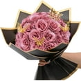 Waipfaru Glitter Roses Bouquet,24pcs Glitter Artificial Flowers,DIY Glitter Everlasting Rose Bouquet with Stem for Valentine's Day Gift,Engagement,Anniversary,Wedding