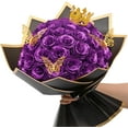 Waipfaru Purple Glitter Roses Bouquet,56pcs Artificial Roses Flowers,DIY Glitter Everlasting Rose Bouquet with Stem for Valentine's Day Anniversary(36 Purple&20 White)