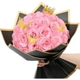 Waipfaru Pink Glitter Roses Bouquet,56pcs Artificial Roses Flowers,DIY Glitter Everlasting Rose Bouquet with Stem for Valentine's Day Anniversary(36 Pink&20 White)