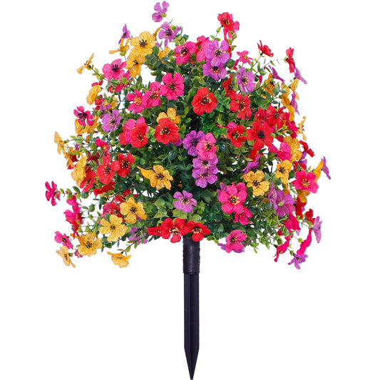 Waipfaru Outdoor Artificial Flower Decorations,22inch Fake Daisies Shrub with Eucalyptus Leaves,UV Resistant Artificial Plant for Indoor Outdoor Front Porch Gardens