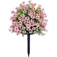 Waipfaru Outdoor Artificial Flower Decorations,22inch Fake Daisies Shrub with Eucalyptus Leaves,UV Resistant Artificial Plant for Indoor Outdoor Front Porch Gardens