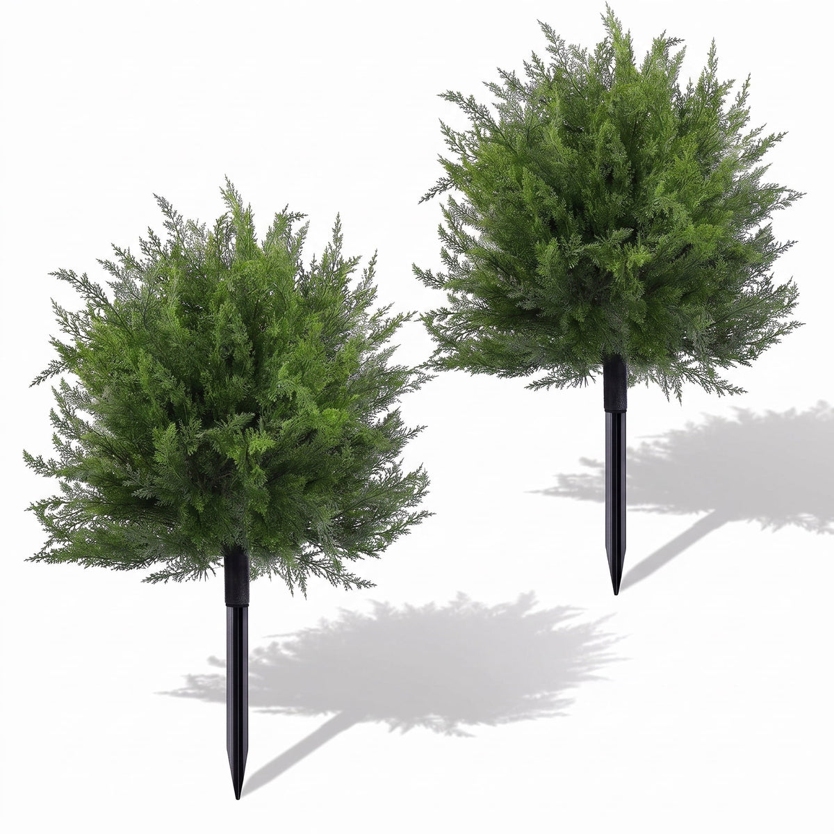Waipfaru Set of 2 Artificial Cedar Topiary Tree, 22inch Outdoor Fake Plants with Stakes,UV Resistant Faux Shrubs for Front Porch Planter Backyard Decor