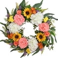 Waipfaru Spring Wreath for Front Door-22 inch Summer Eucalyptus Wreaths,Sunflower Front Door Wreath for Home Wall Wedding Outside Indoor Outdoor Decor
