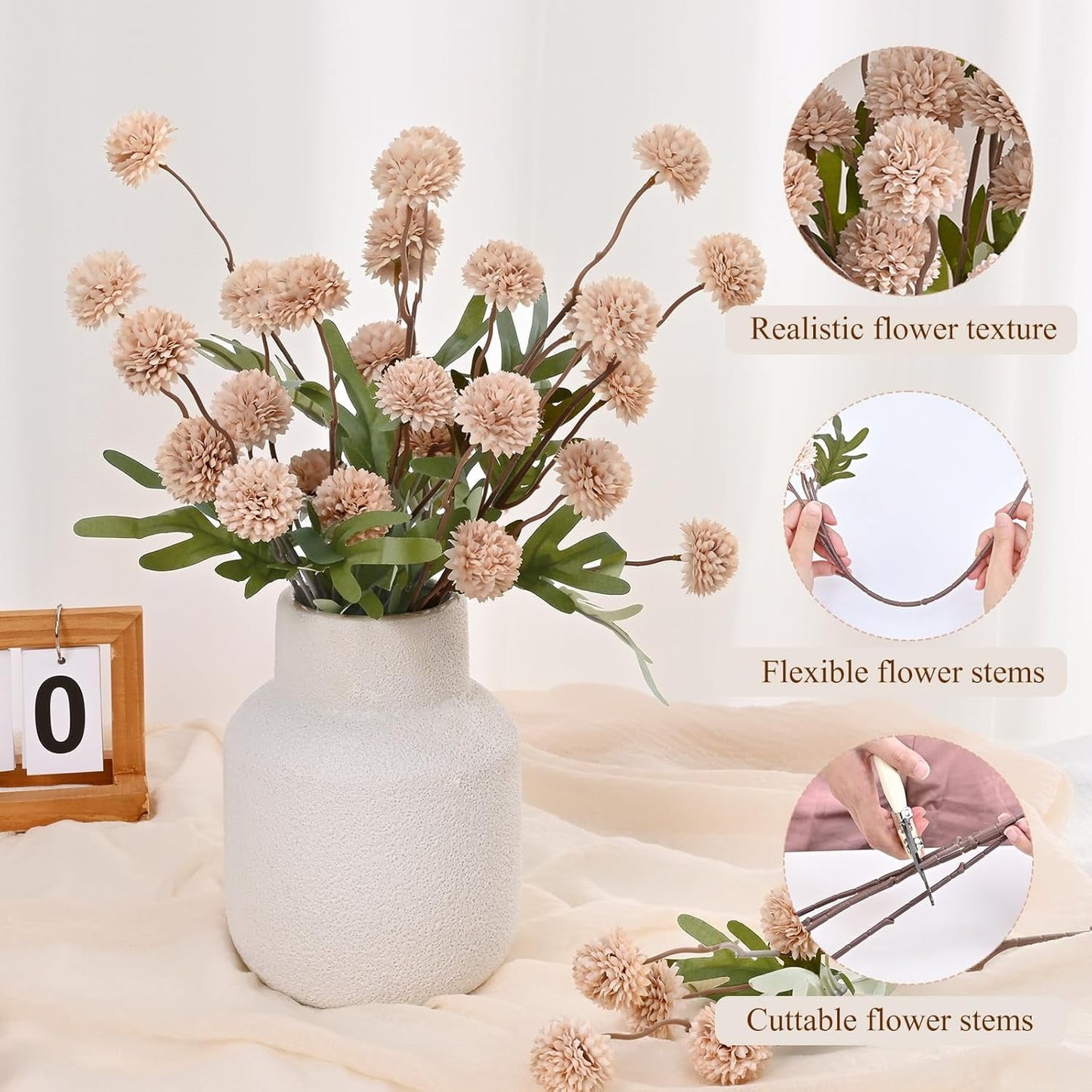 Waipfaru 12pcs Fake Silk Pompon Mum Artificial Flowers,Small Faux Chrysanthemums with Stems,Realistic Floral Decorations for Wedding DIY Bouquet Centerpieces Shower Vase Home Decor