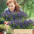 Waipfaru 20 Bundles Artificial Lavender Plants Outdoor, UV Resistant Fake Flowers,Realistic Faux Plastic Lavender Shrubs for Porch Garden Window Box Home Decor (Purple)