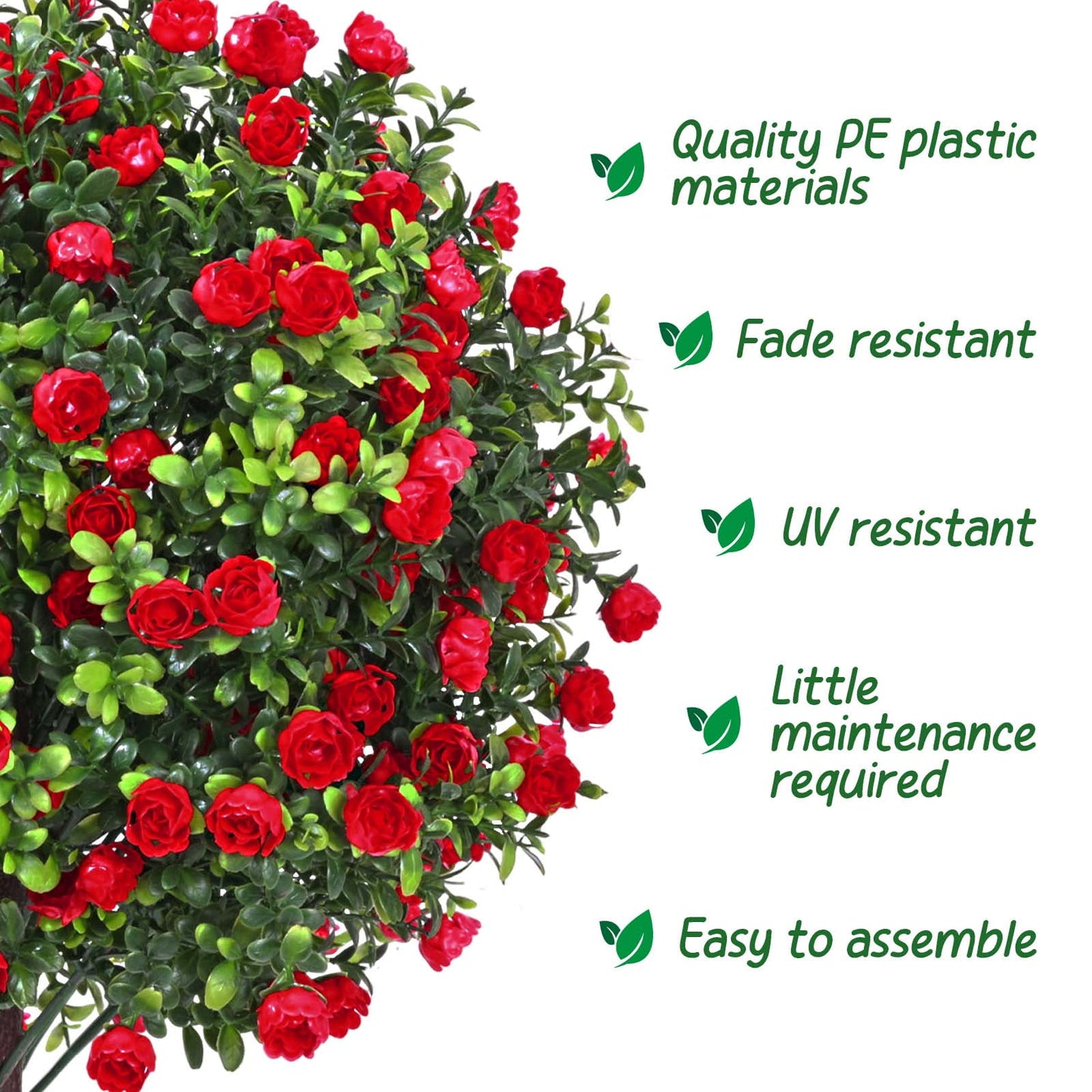 Waipfaru Set of 2 Outdoor Artificial Flower Plant Decorations,22inch UV Resistant Faux Greenery Shrubs with Ground Spike,Fake Plants for Garden, Yard, Porch, Patio Decor