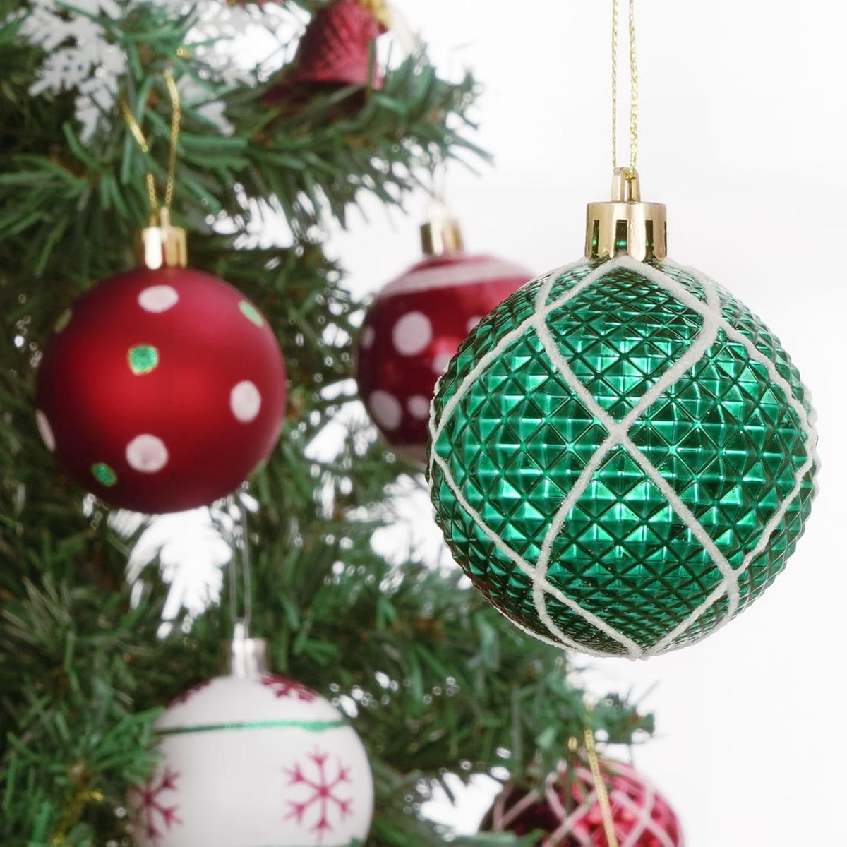 Waipfaru Christmas Balls Ornaments for Xmas Tree,50Pcs Shatterproof Christmas Tree Decorations, 2.36" Hanging Xmas Ball Ornaments Set for Holiday Party Decoration