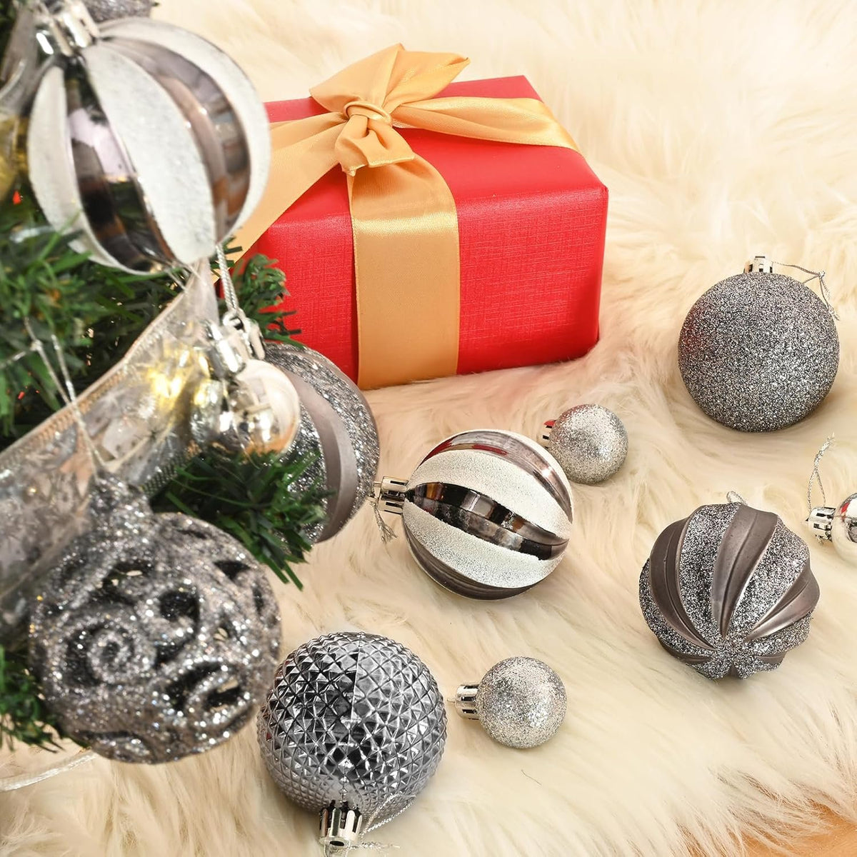 Waipfaru Christmas Balls Ornaments for Xmas Tree,50Pcs Shatterproof Christmas Tree Decorations, 2.36" Hanging Xmas Ball Ornaments Set for Holiday Party Decoration