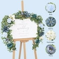 Waipfaru 6ft Blue Flower Garland, Artificial Eucalyptus Garland with Blue Roses, Fake Rose Floral Greenery Garland for Wedding Arch Table Wall Room Decor