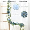 Waipfaru 6ft Blue Flower Garland, Artificial Eucalyptus Garland with Blue Roses, Fake Rose Floral Greenery Garland for Wedding Arch Table Wall Room Decor