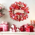 Waipfaru 18" Valentines Day Mesh Wreath for Front Door,Handmade Red & Pink Deco Mesh Wreath with Wooden Sign,Romantic Heart Ribbon Door Hanger for Valentine Decorations