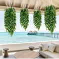 Waipfaru 4 Pcs Fake Hanging Plant,Faux Eucalyptus Leaf Greenery Vine,UV Resistant Plastic Plant,Artificial Hanging Plants,Ivy Room Decor,Outdoor