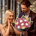 Waipfaru Crimson Glitter Roses Bouquet,56pcs Artificial Roses Flowers,DIY Glitter Everlasting Rose Bouquet with Stem for Valentine's Day Anniversary(36 Crimson&20 White)