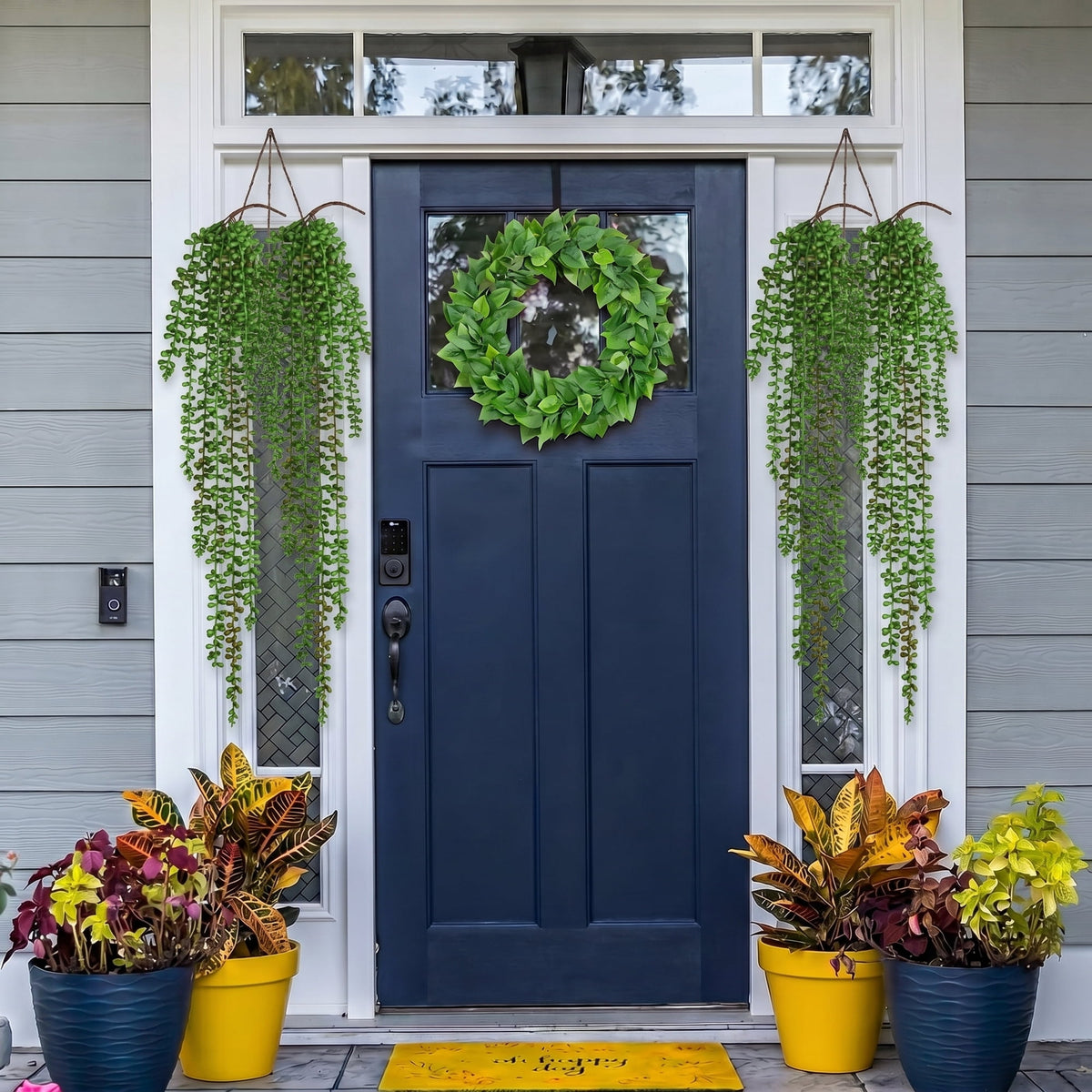 Waipfaru Artificial Hanging Plants,4 Pack Faux Hanging Greenery, Lush Fake Hanging Vines for Indoor Outdoor Decor