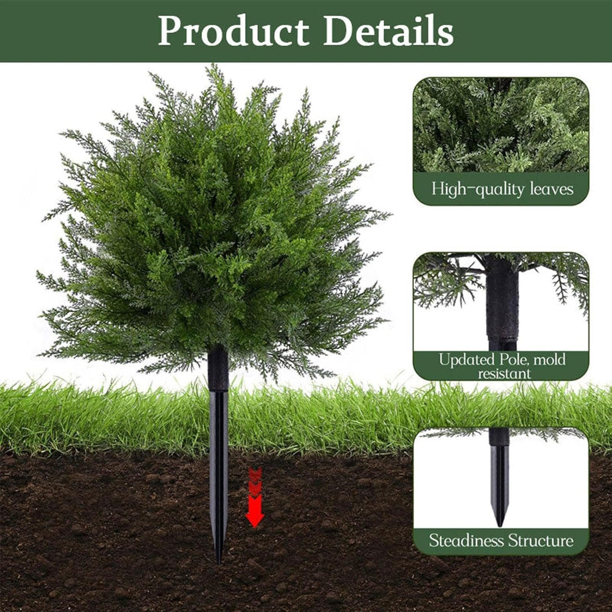 Waipfaru Set of 2 Artificial Cedar Topiary Tree, 22inch Outdoor Fake Plants with Stakes,UV Resistant Faux Shrubs for Front Porch Planter Backyard Decor