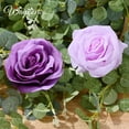 Waipfaru 6ft Purple Flower Garland, Artificial Eucalyptus Garland with Purple Roses Flower, Fake Rose Floral Greenery Garland for Wedding Arch Table Wall Room Decor