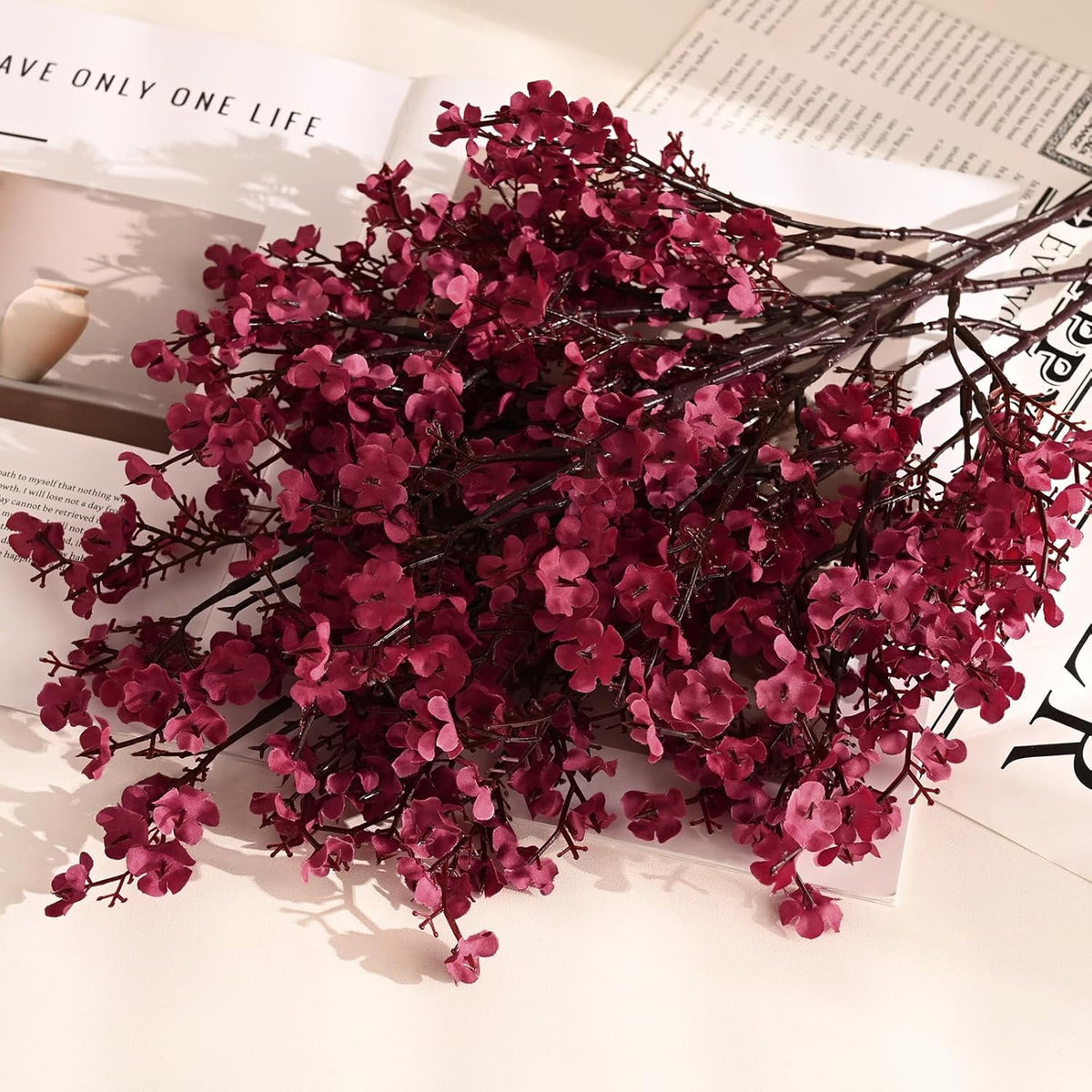 Waipfaru 20Pcs Artificial Fall Flowers Babys Breath Flower Bulk,Real Touch Silk Gypsophila Bouquets for Home Festival Decor