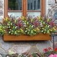 Waipfaru 20 Bundles Artificial Lavender Plants Outdoor, UV Resistant Fake Flowers,Realistic Faux Plastic Lavender Shrubs for Porch Garden Window Box Home Decor (Mix)