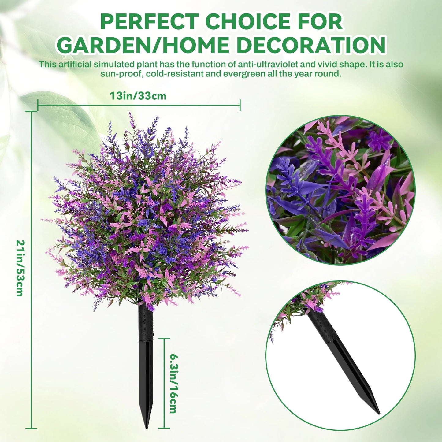 Waipfaru 2 Pack Artificial Topiary Trees for Outdoors,21" Faux Boxwood Ball Shrubs with Ground Spikes,UV Resistant Fake Plants for Front Porch, Garden, Patio Home Decor