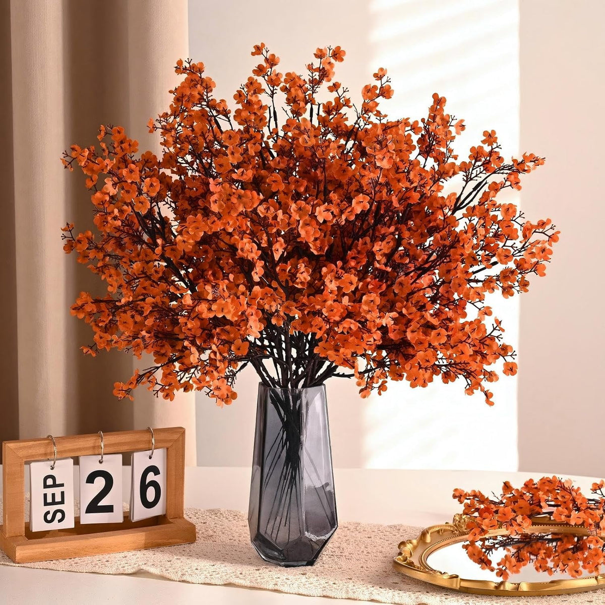 Waipfaru 20Pcs Artificial Fall Flowers Babys Breath Flower Bulk,Real Touch Silk Gypsophila Bouquets for Home Festival Decor