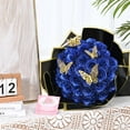 Waipfaru Glitter Roses Bouquet Blue,24pcs Glitter Artificial Flowers,DIY Glitter Everlasting Rose Bouquet with Stem for Valentine's Day Gifts,Engagement,Anniversary,Wedding