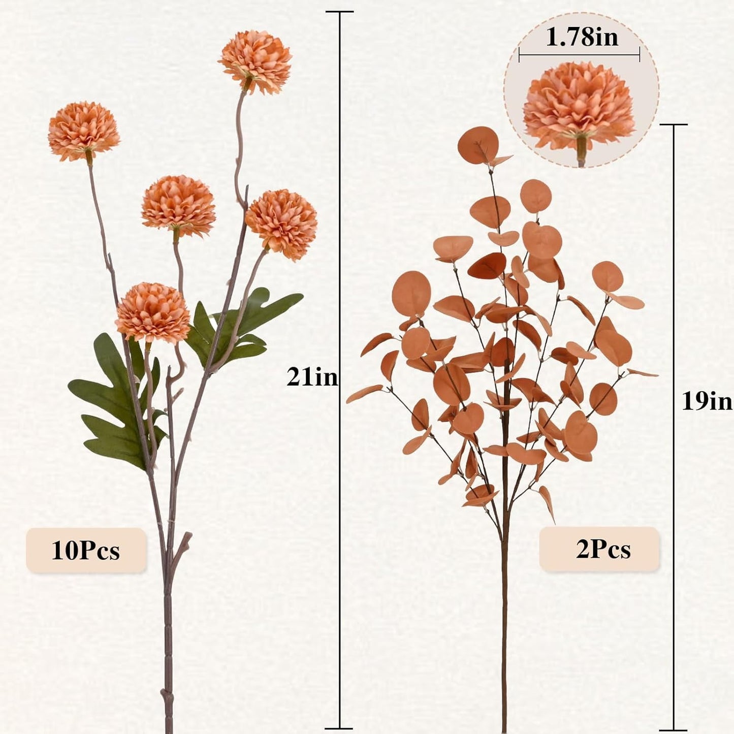 Waipfaru 12pcs Fake Silk Pompon Mum Artificial Flowers,Small Faux Chrysanthemums with Stems,Realistic Floral Decorations for Wedding DIY Bouquet Centerpieces Shower Vase Home Decor