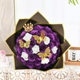 Waipfaru Purple Glitter Roses Bouquet,56pcs Artificial Roses Flowers,DIY Glitter Everlasting Rose Bouquet with Stem for Valentine's Day Anniversary(36 Purple&20 White)