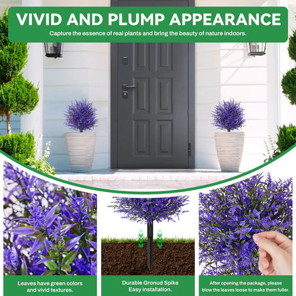 Waipfaru 2 Pack Artificial Topiary Trees for Outdoors,21" Faux Boxwood Ball Shrubs with Ground Spikes,UV Resistant Fake Plants for Front Porch, Garden, Patio Home Decor