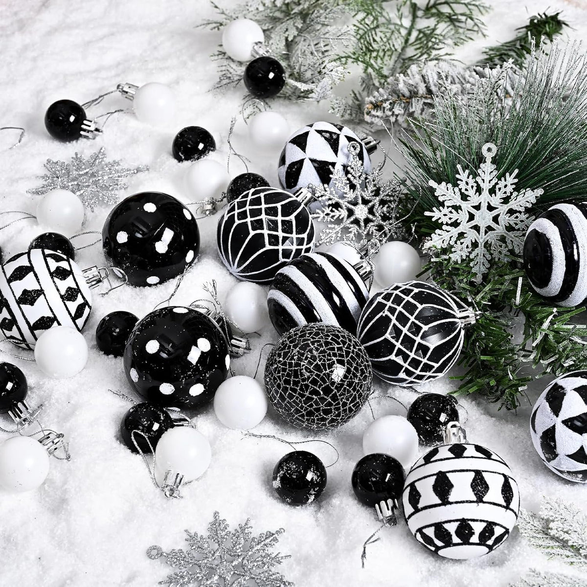 Waipfaru Christmas Balls Ornaments for Xmas Tree,50Pcs Shatterproof Christmas Tree Decorations, 2.36" Hanging Xmas Ball Ornaments Set for Holiday Party Decoration